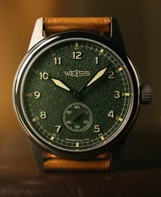 Weiss Watch Company Titanium Standard Issue Field Watch Textured Sierra Green
