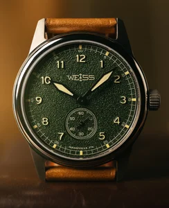 Weiss Watch Company Titanium Standard Issue Field Watch Textured Sierra Green