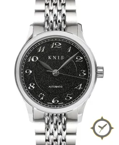 KNIS Kyoto KOKU Automatic Breguet Numerals Black Engraved Dial Stainless Steel Bracelet (KN005-BGBKRC)