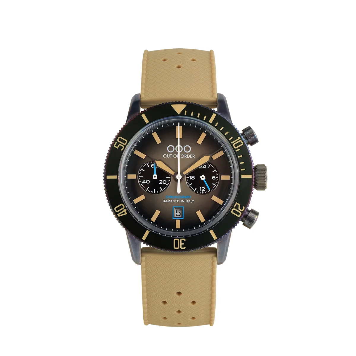 Montre Homme Out Of Order SAND PILOT Chronographe Quartz Acier Silicone Noir - Boîtier 43mm, étanche 100m