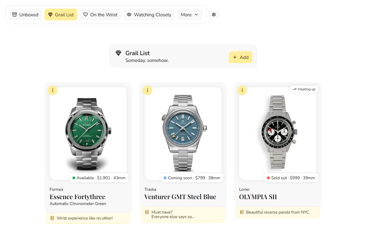 How the Chronoscout Collection overview looks like