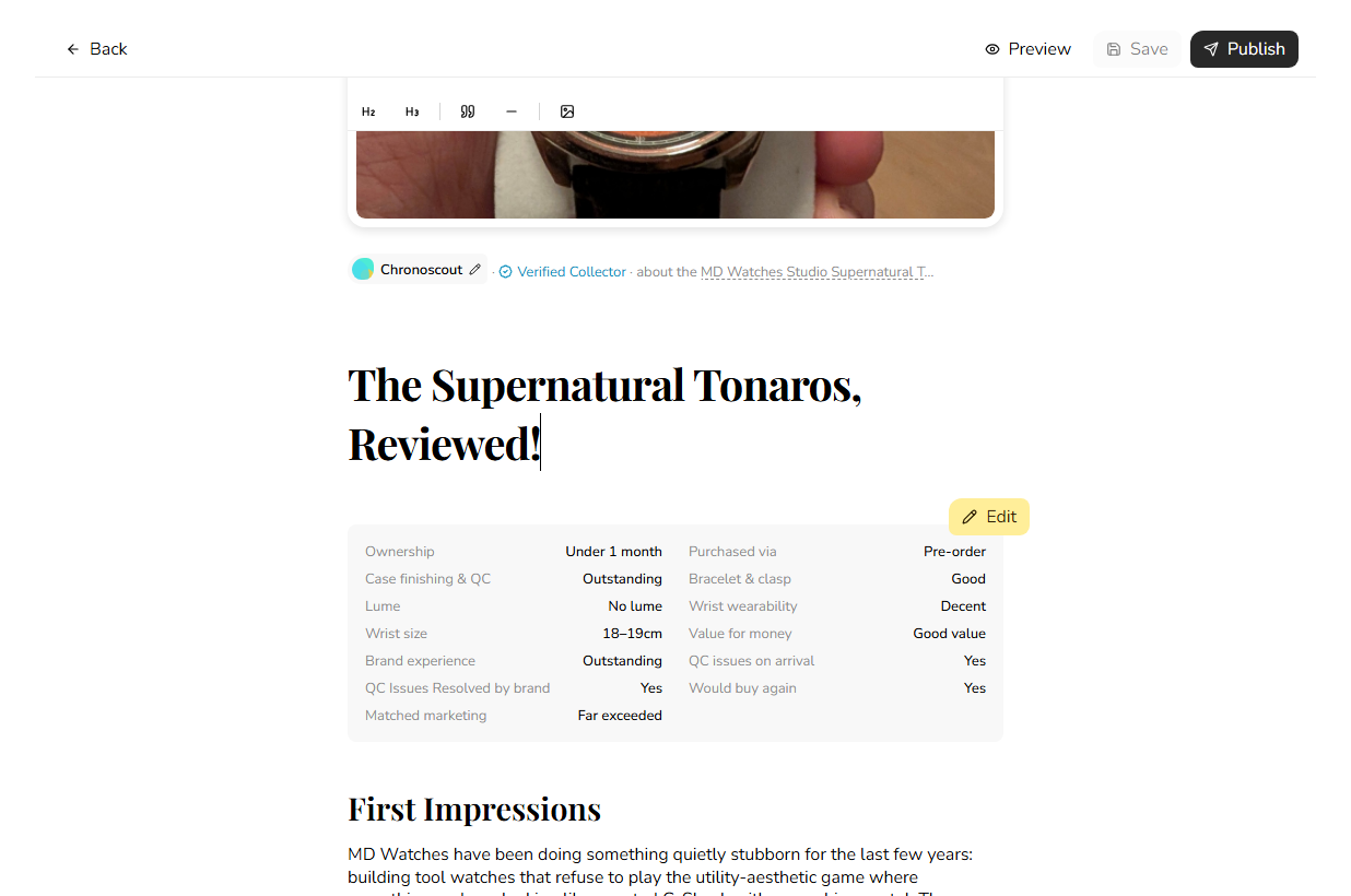 Chronoscout watch review scorecard overview